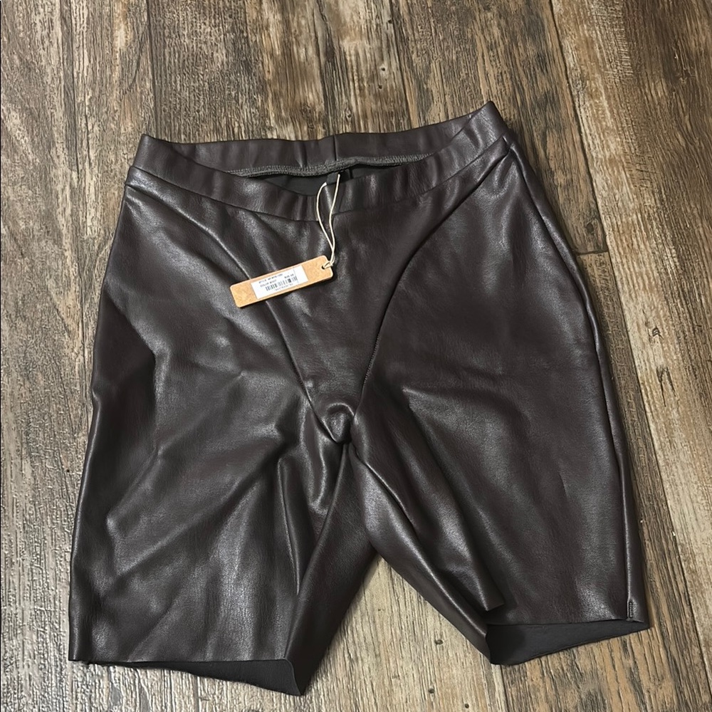 Skims Dark Brown Leather biker Shorts